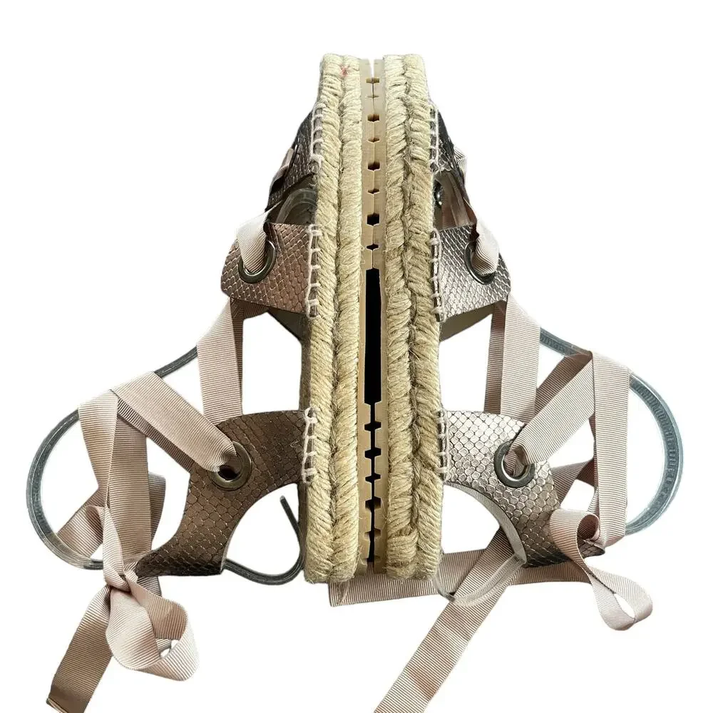 Donald Pliner Esther Leather Espadrille Sandal 10 Copper Metallic Snake